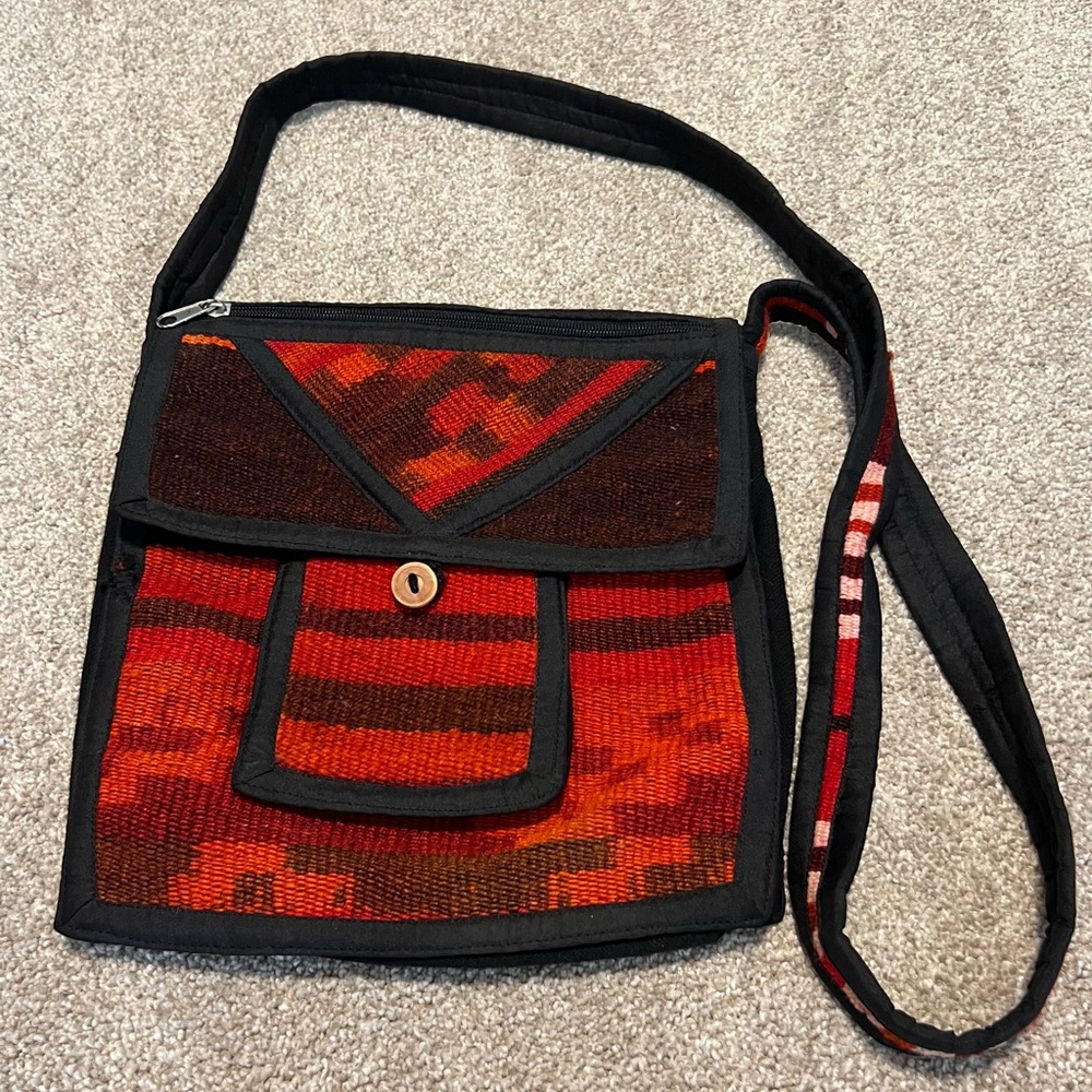 Stylish Red and Black Crossbody Bag